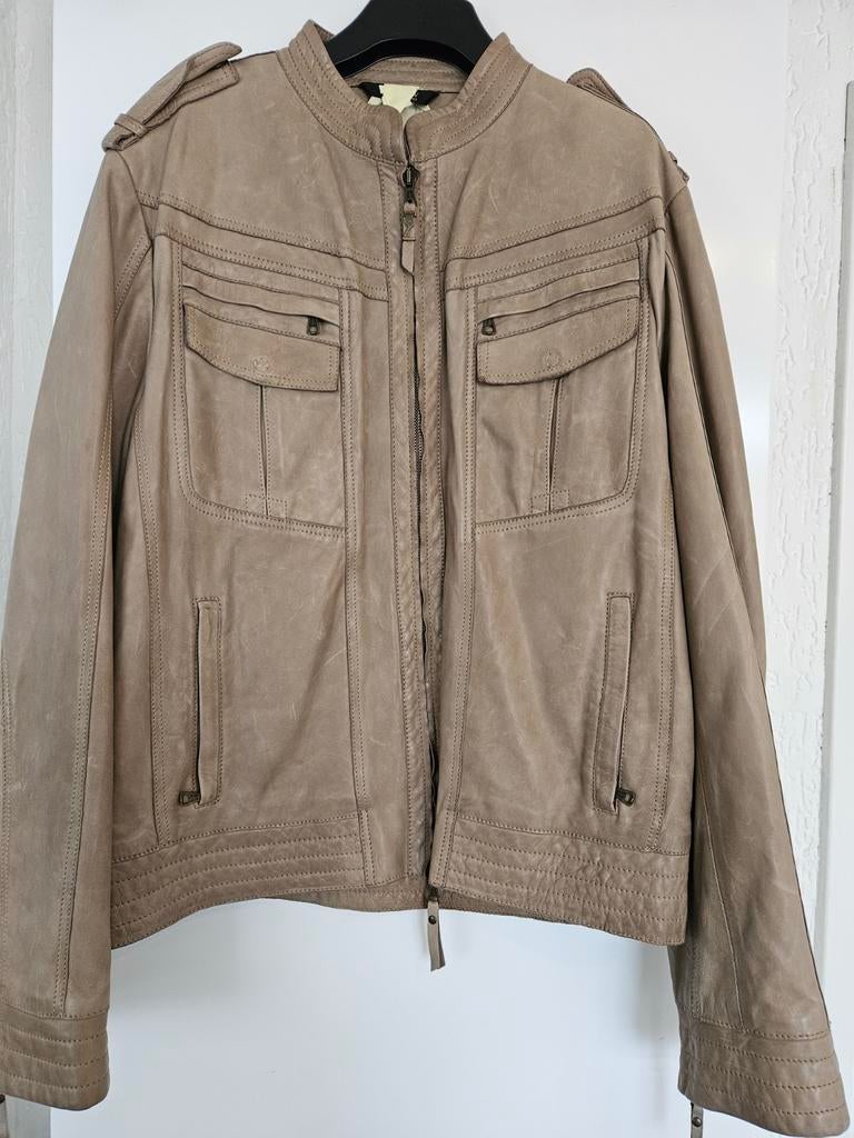 Preview Milano Leren Jas - Beige/Taupe, Beige, Maat 42/44 (L), Ophalen of Verzenden, Zo goed als nieuw