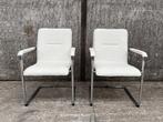 Luxe ICF slede stoelen - wit/crème kunstleder, Ophalen of Verzenden, Gebruikt, Metaal, Twee