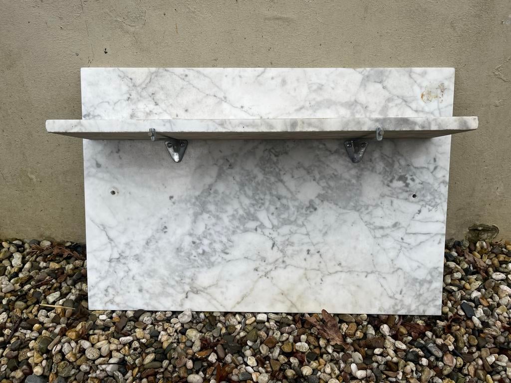 Antieke marmeren wastafel achterwand met schap (1930), Ophalen