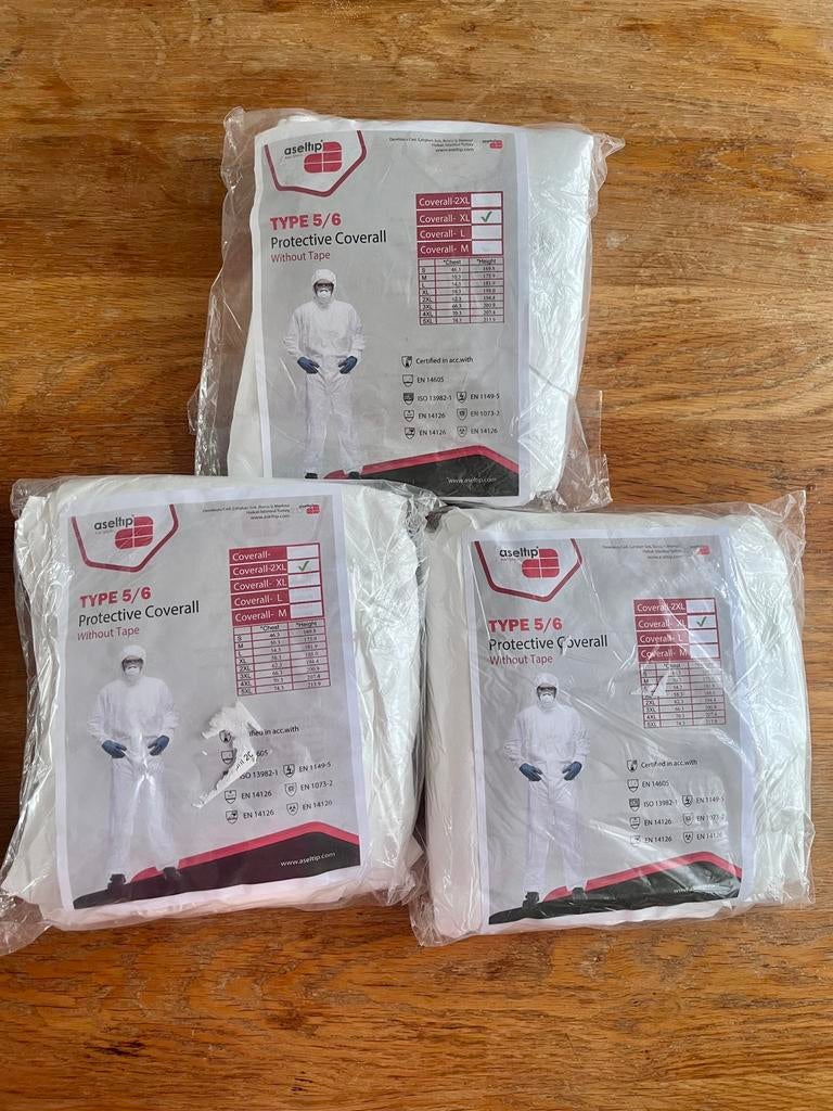 3x wegwerp overalls beschermende kleding Protective Overall, Ophalen