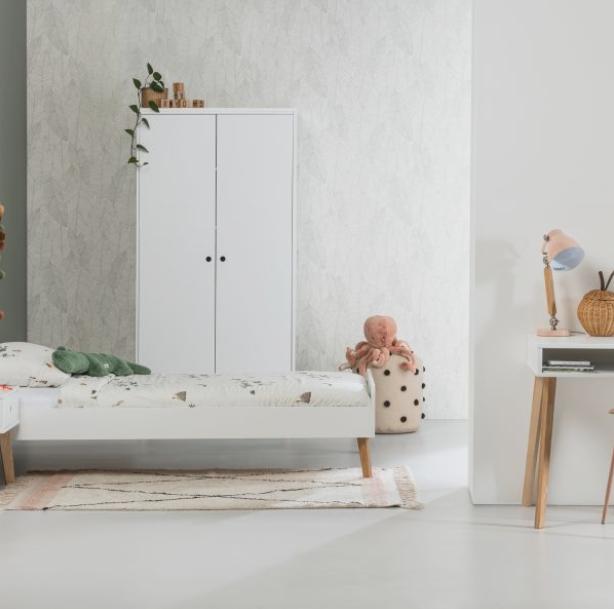 BLN Kids Sacha Kledingkast White / Natural 2 - Deurs, Ophalen, Met deur(en), Overige materialen, 100 tot 150 cm