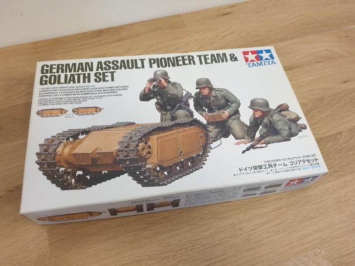 Tamiya German Assault Pioneer Team & Goliath Set 1/35, Hobby en Vrije tijd, Modelbouw | Auto's en Voertuigen, Nieuw, Overige typen