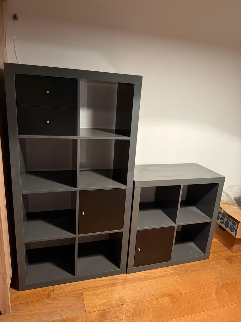 Kallax kasten Ikea zwart/bruin hoog en laag, Huis en Inrichting, Kasten | Wandmeubels, Ophalen, Zo goed als nieuw, Minder dan 150 cm