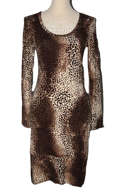 Noor Amsterdam sexy leopard jurk, bruin/beige, Mt. S, Kleding | Dames, Overige kleuren, Verzenden, Noor Amsterdam, Zo goed als nieuw