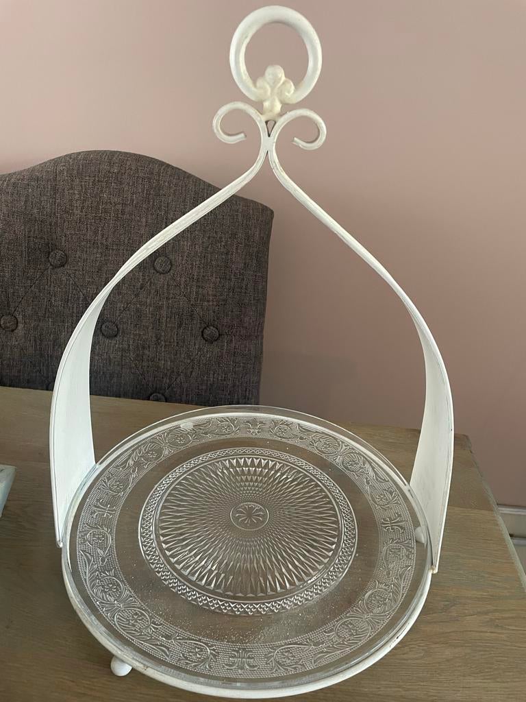 Riverdale Etagere met Glazen Schaal/bord, Huis en Inrichting, Ophalen, Schaal, Rond, Glas