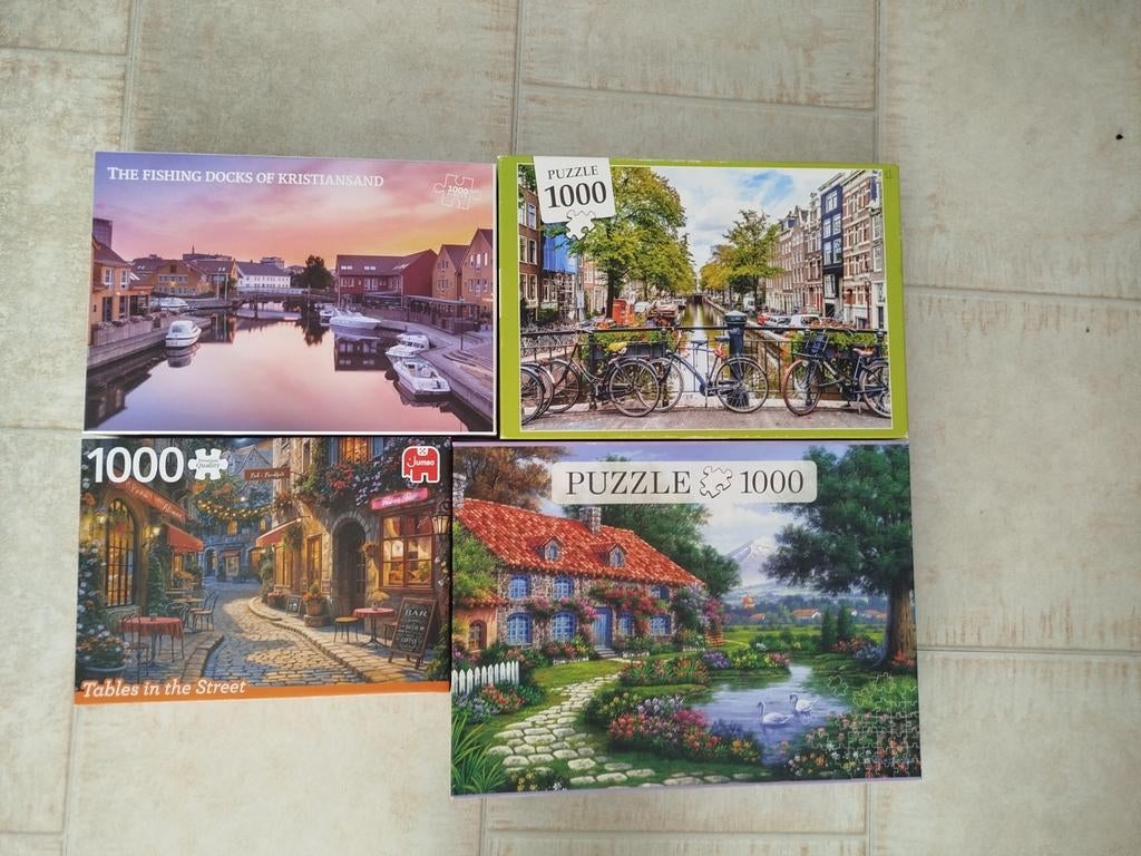 4x Legpuzzel 1000 stukjes, Ophalen, 500 t/m 1500 stukjes, Zo goed als nieuw, Legpuzzel