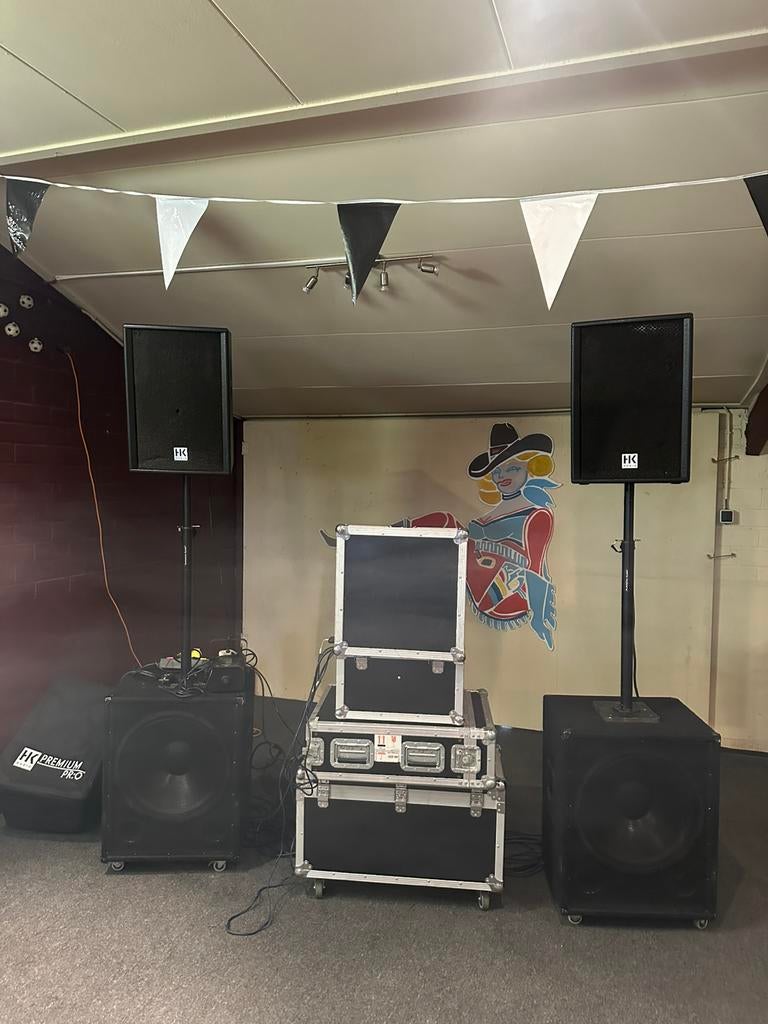 Complete DJ / PA set – 2x top 2x sub + mixer + versterker, Muziek en Instrumenten, Dj-sets en Draaitafels, Zo goed als nieuw, Denon