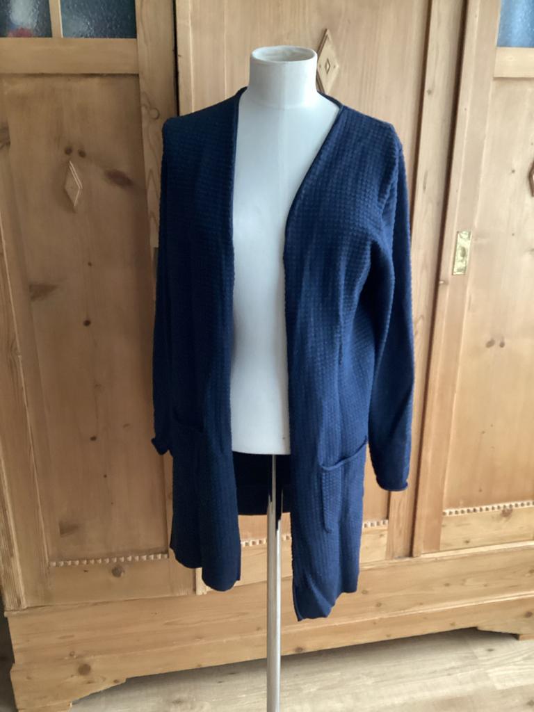Donkerblauw vest  met zakken als nieuw lang 38, Ophalen of Verzenden, Zo goed als nieuw, Maat 38/40 (M), Blauw