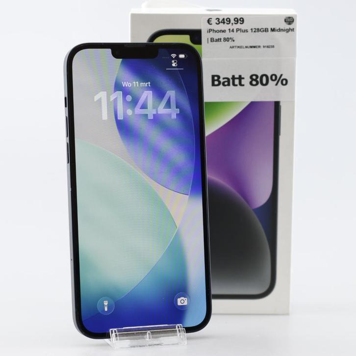 iPhone 14 Plus 128GB Midnight | Batt 80%, Telecommunicatie, Mobiele telefoons | Apple iPhone, Zo goed als nieuw