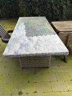 Moderne Rechthoekige Wicker Tuin Tafel met Glasplaat, Tuin en Terras, Tuintafels, Ophalen, Zo goed als nieuw, Rechthoekig, Wicker