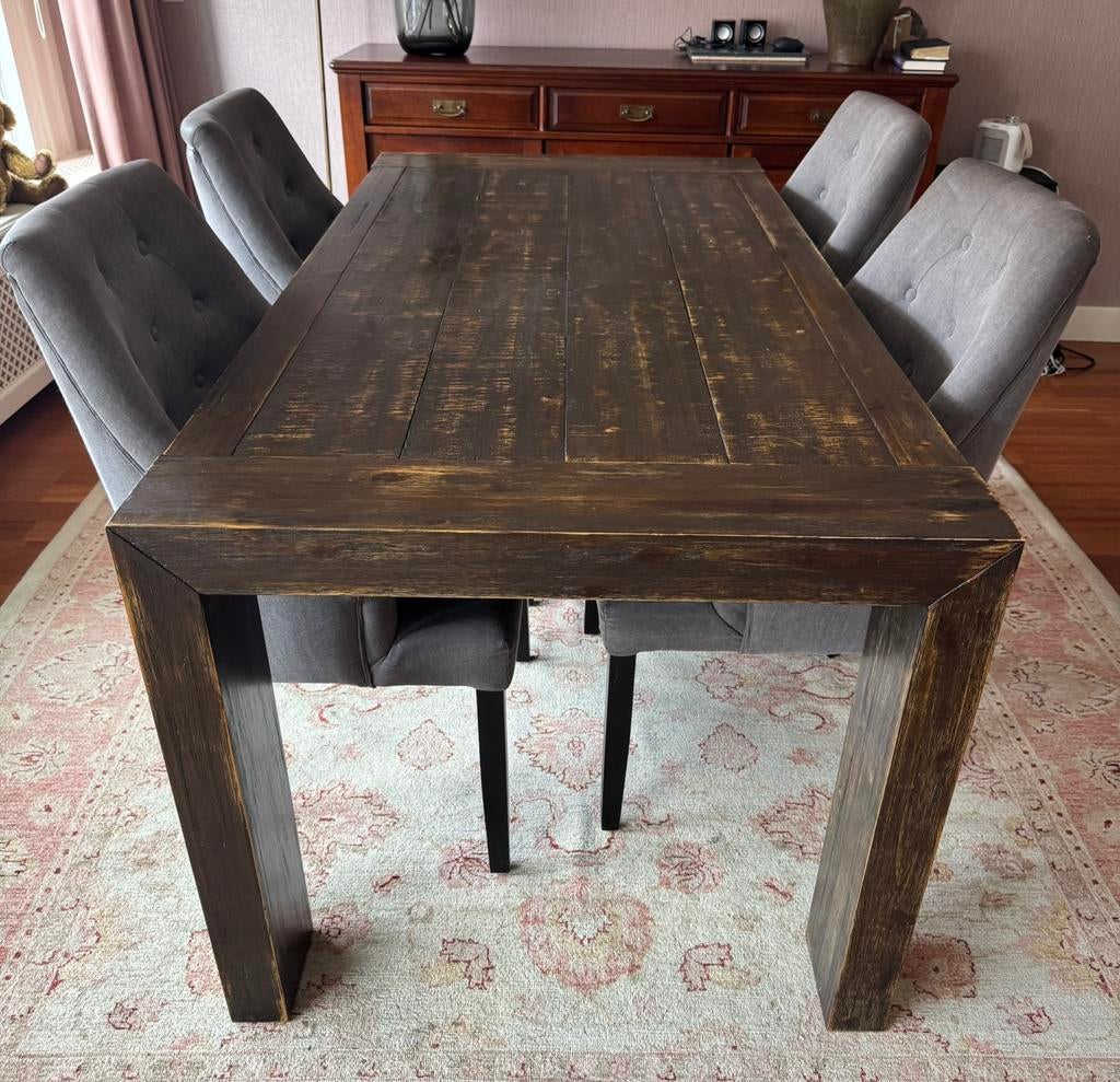 EETTAFEL EN SALONTAFEL!!, Ophalen, Gebruikt, 4 tot 6 stoelen