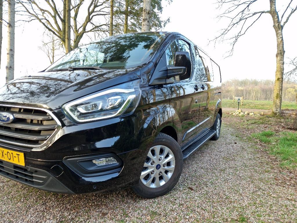 Ford Transit Custom DC 2.0 Tdci 170PK 300 L2h1 Automaat 2020, Auto's, 1995 cc, 4 cilinders, Zwart, Bedrijf