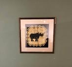 Leuke print van een neushoorn achter glas., Antiek en Kunst, Ophalen