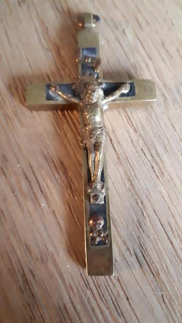 Brons/messing crucifix hanger 9cm beschikbaar voor biedingen