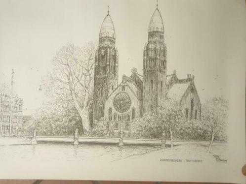 Litho Koninginnekerk Rotterdam Meeuw Van Rotterdam, Antiek en Kunst, Kunst | Litho's en Zeefdrukken, Ophalen