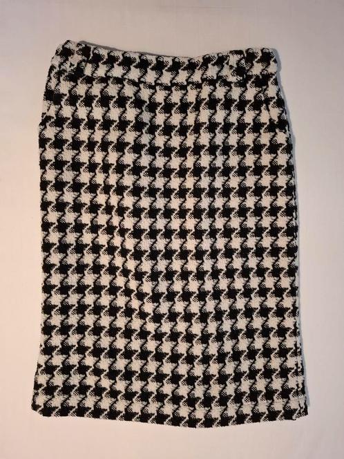 Rok zwart-wit pied de poule - maat 36/38, Kleding | Dames, Rokken, Zo goed als nieuw, Maat 36 (S), Zwart, Knielengte, Ophalen of Verzenden
