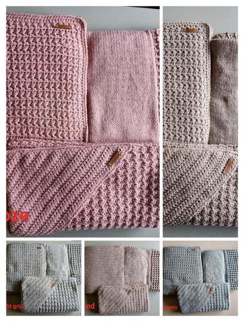 Set gehaakte dekentje, omslagdoek en aankleedkussen hoes, Kinderen en Baby's, Babywiegjes en Ledikanten, Nieuw, Ledikant, Ophalen of Verzenden