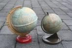 Wereldbol metaal jaren 40 + gratis wereldbol jaren 70, Verzenden, Gebruikt