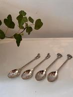 Set van 4 zilverkleurige theelepeltjes met dierenmotief, Antiek en Kunst, Curiosa en Brocante, Ophalen of Verzenden