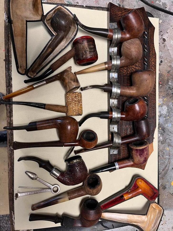 Collectie Oude Houten Rookpijpen, Verzamelen, Rookartikelen, Aanstekers en Luciferdoosjes, Gebruikt, (Water)pijp, Ophalen