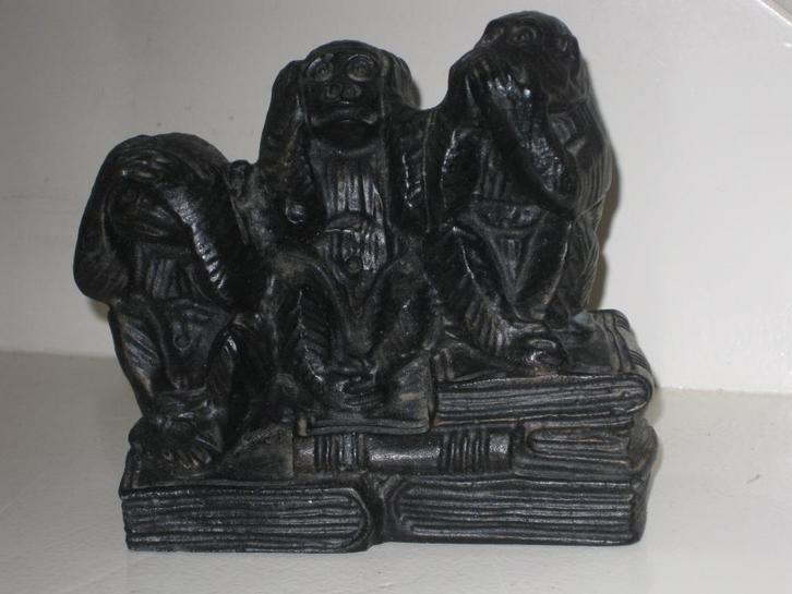 Horen, Zien, Zwijgen Apen Beeldje Zwart, Verzamelen, Beelden en Beeldjes, Zo goed als nieuw, Dier, Ophalen