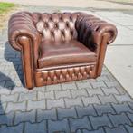 XL Chesterfield club fauteuil Engels bruin + GRATIS BEZORGD, Huis en Inrichting, Chesterfield, Gebruikt, Leer, Ophalen of Verzenden