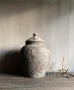 Stenen pot Damak steen kruik deksel stoer sober landelijk, Huis en Inrichting, Woonaccessoires | Overige, Verzenden, Nieuw