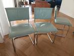 3 Lichte mintgroene buisframe stoelen, Huis en Inrichting, Stoelen, Drie, Gebruikt, Ophalen