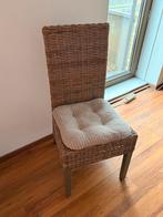 6 rieten eetkamerstoelen met kussentjes, Ophalen, Gebruikt, Bruin, Riet of Rotan