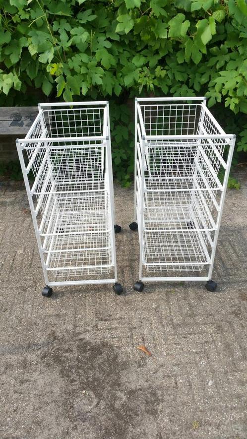 Ikea trolley met draadmanden uitschuifbaar wit, Huis en Inrichting, Kasten | Ladekasten, Zo goed als nieuw, Minder dan 100 cm