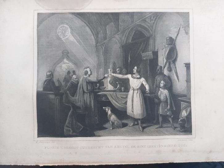 28/ Floris V brengt Gijsbrechts van Amstel Sint Geertenminne, Antiek en Kunst, Kunst | Etsen en Gravures, Ophalen of Verzenden