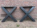 Stalen X poten tafel, Ophalen, Zo goed als nieuw, Rechthoekig, 50 tot 100 cm