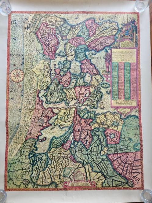 Landkaart Noord Holland 1575, Boeken, Atlassen en Landkaarten, Zo goed als nieuw, Landkaart, Nederland, Voor 1800, Ophalen of Verzenden