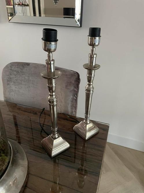 Tafel lampen set nikkel! Nieuwstaat ! 45cm, Huis en Inrichting, Lampen | Tafellampen, Zo goed als nieuw, Minder dan 50 cm, Ophalen