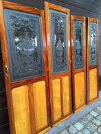 Set antieke scheepsdeurtjes met art-deco geëtst glas, Doe-het-zelf en Verbouw, Deuren en Horren, Ophalen, Minder dan 80 cm, Glas