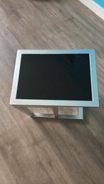Aluminium bijzet tafel, Minder dan 55 cm, Rond, Ophalen of Verzenden, Glas