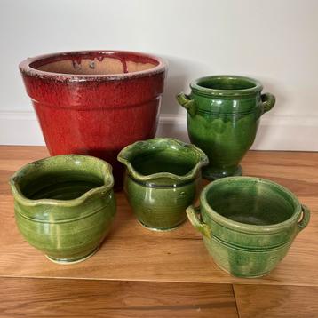 Bloempotten en vaas geglazuurd keramiek aardewerk beschikbaar voor biedingen