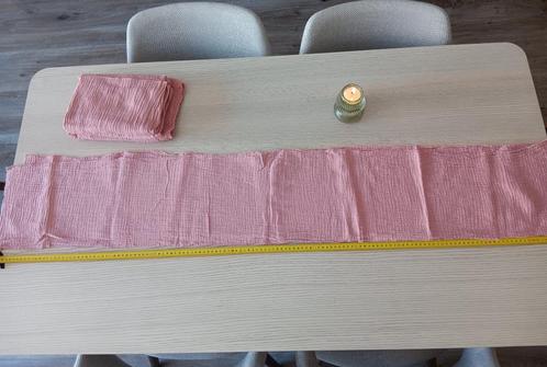 Katoenen mousseline tafelloper 4 stuks Zalmroze (bruiloft), Huis en Inrichting, Keuken | Textiel, Nieuw, Tafelkleed of Tafelzeil