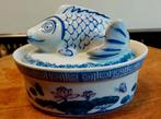 Vintage Chinese Porcelain Blue & White Oval Koi Fish., Ophalen of Verzenden