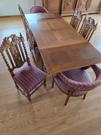 Antieke Eiken Eetkamerset | Tafel & Stoelen Gedraaide Poten, Antiek en Kunst, Antiek | Meubels | Tafels, Ophalen of Verzenden