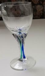 Borrelglas kristal diepblauwe kleur in voet, Ophalen of Verzenden