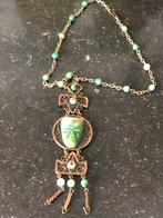 Zeer fraaie handgemaakte ketting met jade, Sieraden, Tassen en Uiterlijk, Kettingen, Verzenden, Nieuw, Groen, Steen of Mineraal