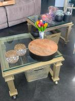 Twee salontafels goud op wieltjes, Ophalen of Verzenden, Zo goed als nieuw, 25 tot 50 cm, 50 tot 100 cm
