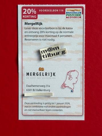 Voordeelbon 116 MergelRijk 20% korting voor maximaal 4 pers. beschikbaar voor biedingen