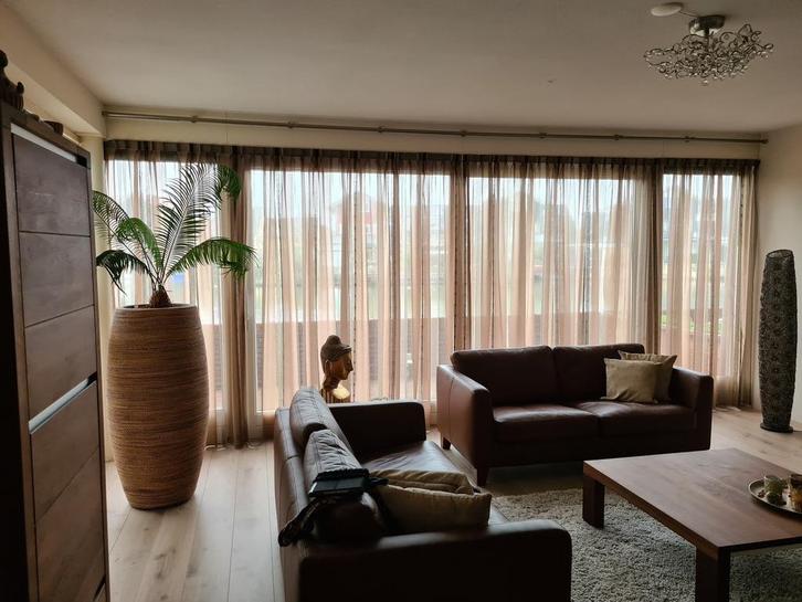 Prachtige Inbetweens Taupe-goud zgan, Huis en Inrichting, Stoffering | Gordijnen en Lamellen, Zo goed als nieuw, 100 tot 150 cm