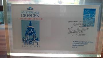 KLM 1e lijndienst AMS Dresden1990/70 jaar KLM airmail beschikbaar voor biedingen