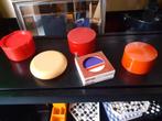 onderzetters in houder jaren 70 design diverse retro, Gebruikt, Glas of Kopje, ?, ?