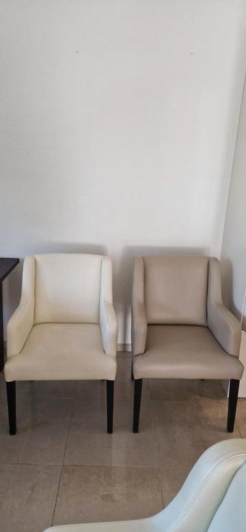 3x wit, 3x taupe - luxe leren eetkamer stoelen beschikbaar voor biedingen