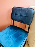 2 Buisframe stoelen zwart petrol donkerblauw velvet velour, Huis en Inrichting, Stoelen, Ophalen, Blauw, Stof, Zo goed als nieuw