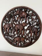 Houten Wanddecoratie Olifanten - Handgesneden Kunstwerk, Ophalen